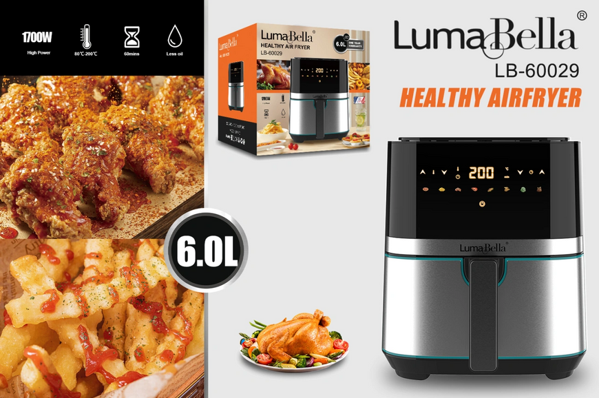 Аерофритюрниця LumaBella LB-60029 6 л 1700 Вт 10 програм, сенсорна панель керування 1-LB-60029 фото