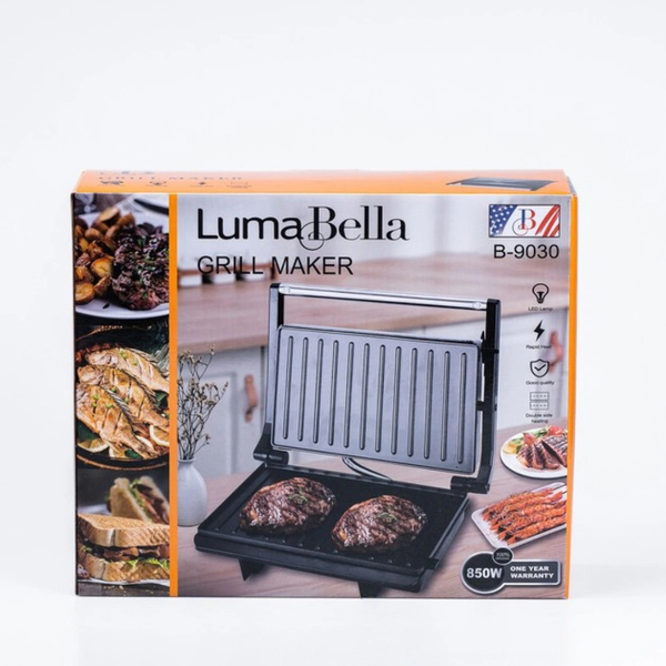 Гриль електричний контактний Luma Bella B-9030 850 Вт з двостороннім нагрівом, термостійкий пластик 4-B-9030 фото
