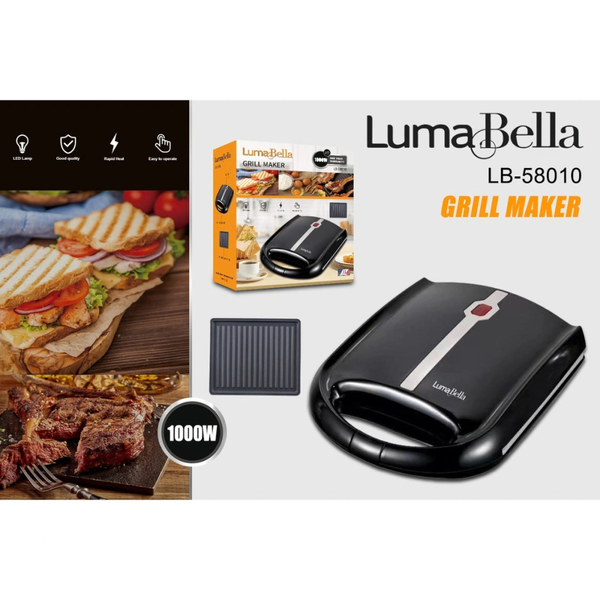 Електричний гриль-сендвічниця LumaBella LB-58010 1000 Вт, LED індикація, антипригарне покриття 4-58010 фото