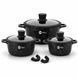Набір каструль Higher Kitchen HK-325 для індукції з гранітним антипригарним покриттям і силіконовими кришками 18-325 фото