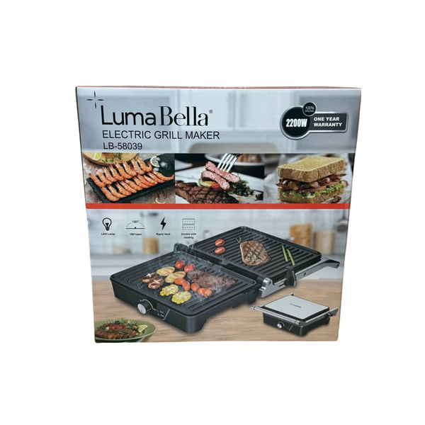 Електрогриль LumaBella LB-58039 2200 Вт, відкриття 180&deg;, антипригарне покриття 4-LB-58039 фото