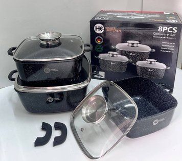 Набір посуду Higher Kitchen НК-302  із квадратних каструль з гранітним покриттям на 8 предметів 18-302 фото