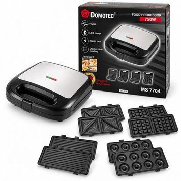 Сендвічниця-вафельниця Domotec MS-7704 4в1 1000Вт мультимейкер 3-MS-7704 фото