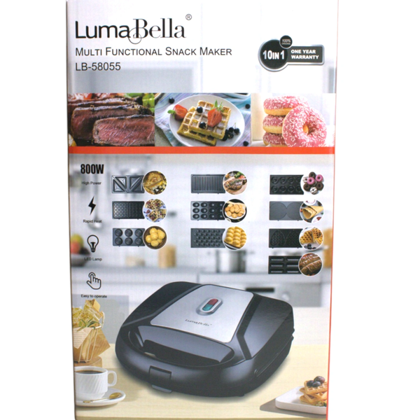 Сендвічниця 10в1 Luma Bella LB-58055 800 Вт пончики, горішки, сендвічі, вафлі, гриль 3-LB-58055 фото