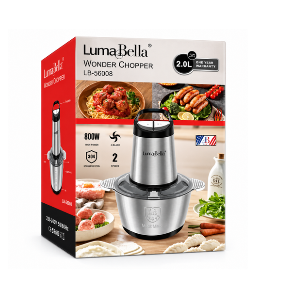 Електричний подрібнювач блендер LumaBella LB-56008 2л 800 Вт нержавіюча сталь 2-LB-56008 фото