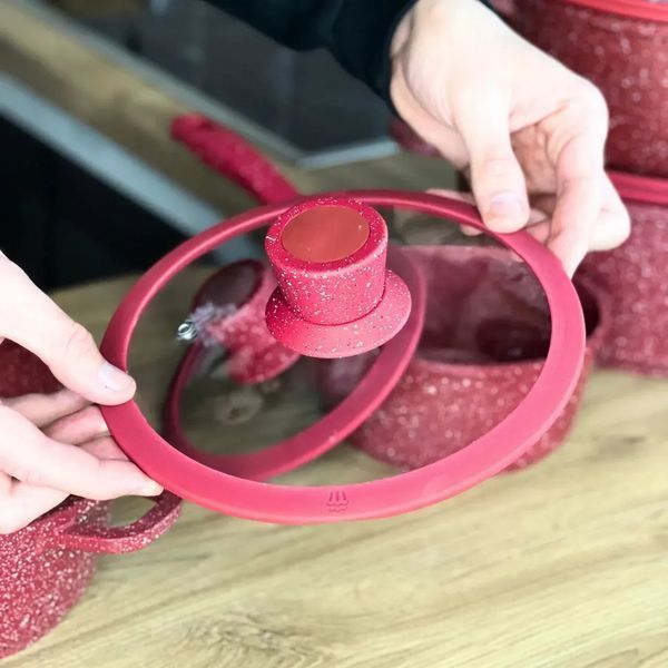 Повний набір посуду Higher Kitchen HK-316 на 17 предметів із гранітним покриттям, сковорода, сотейник і каструлі 18-316 фото