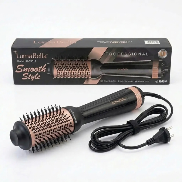 Фен-щітка для волосся LumaBella LB-65012 Hot Air Comb 1260 Вт з керамічним покриттям, для об'єму волосся 34-65012 фото